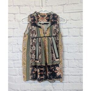 Love‎ Sam Silk Sleeveless Boho Flowy Top With Tassels Size Womens XSmall